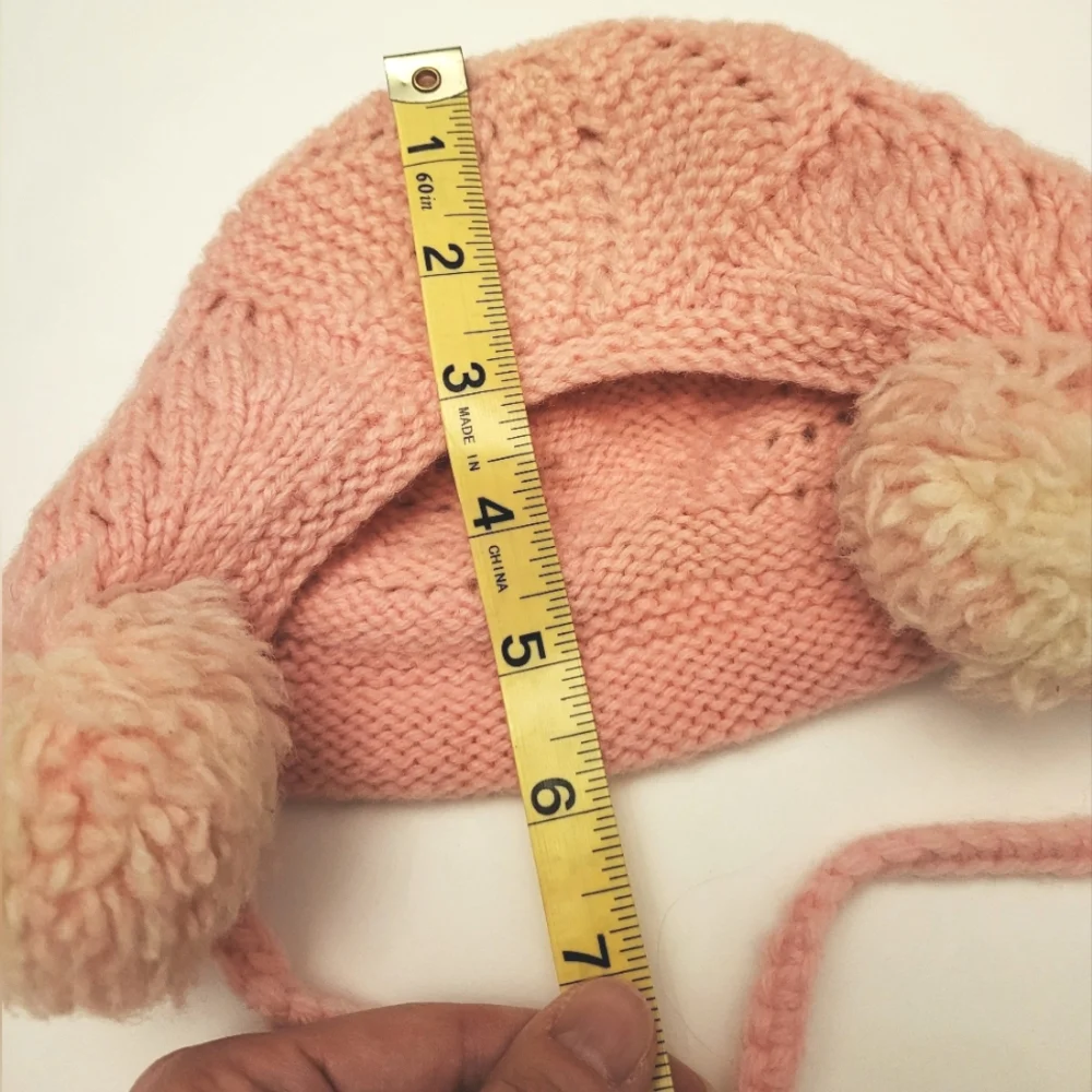 Vintage handknit crochet blush peachy pink baby bonnet - Picture 4 of 5